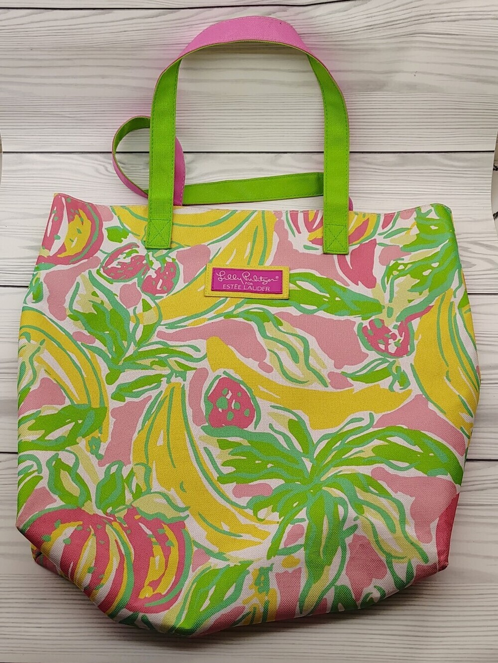 Lilly Pulitzer For Estee Lauder Tropical Canvas Beach Tote Bag